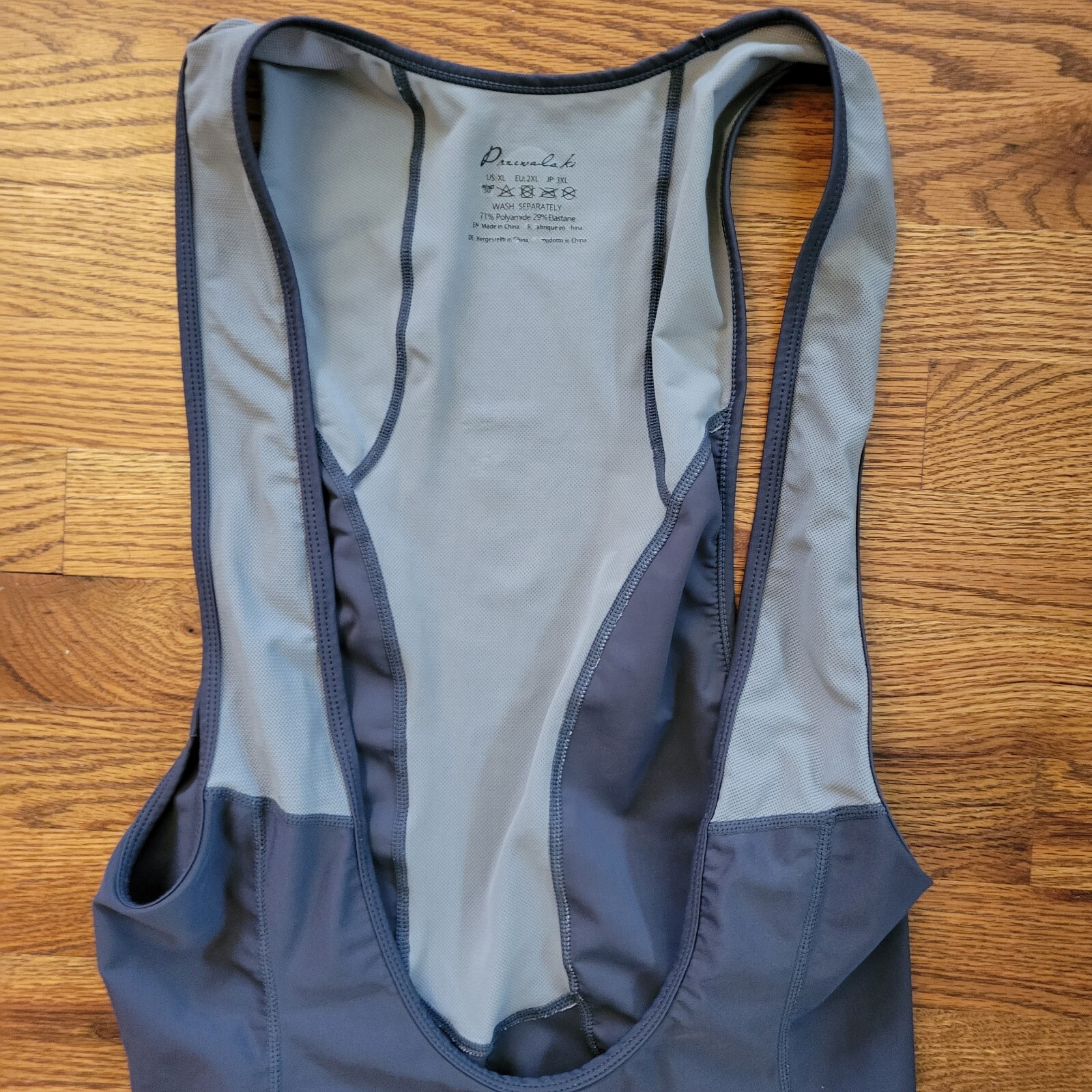 Przewalski Men’s XL Cycling Bike Bib Shorts Gray Bicycle Biking *Not Padded