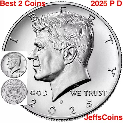 2025 P&D Kennedy Half Dollars Kenedy PD MINT ROLL Clad 50¢ 2 BEST