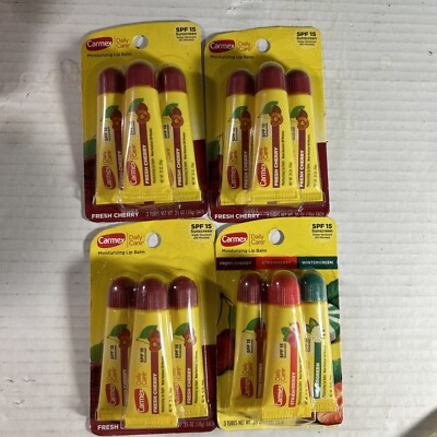Carmex DAILY CARE SPF 15 Moisturizing Lip Balm FRESH CHERRY &Wintergreen 4 Pack