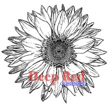 Deep Red Stamps Large Sunflower Rubber Cling Stamp