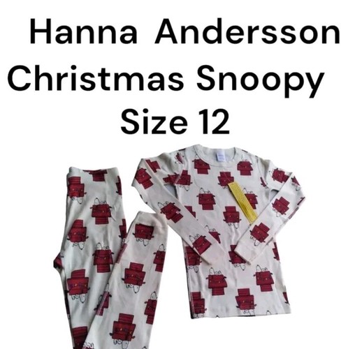 Hanna Andersson Nwt Peanuts Snoopy Doghouse Christmas Pajamas Kids Boys Size 12