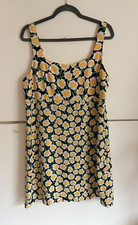 Diane Von Furstenberg Target 90's Shift Yellow Poppy Mini Dress Side Zip Size 14