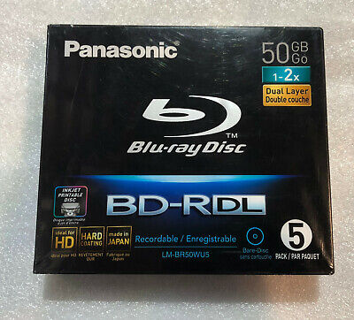 5X Panasonic BluRay BD-R DL 50GB 2x Speed Blu-Ray Inkjet 5X Panasonic BluRay BD-R DL 50GB 2x Speed Blu-Ray Inkjet