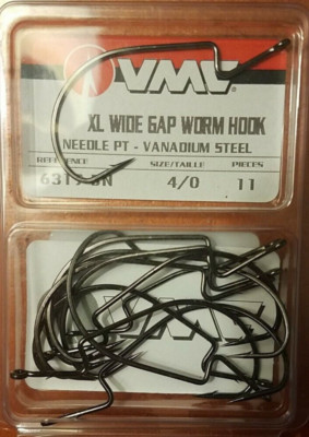 Vmc #6319-BN Size 4 XL Wide Gap Worm Hook-1pk of 11pcs-Brand New-SHIPS N 24HR