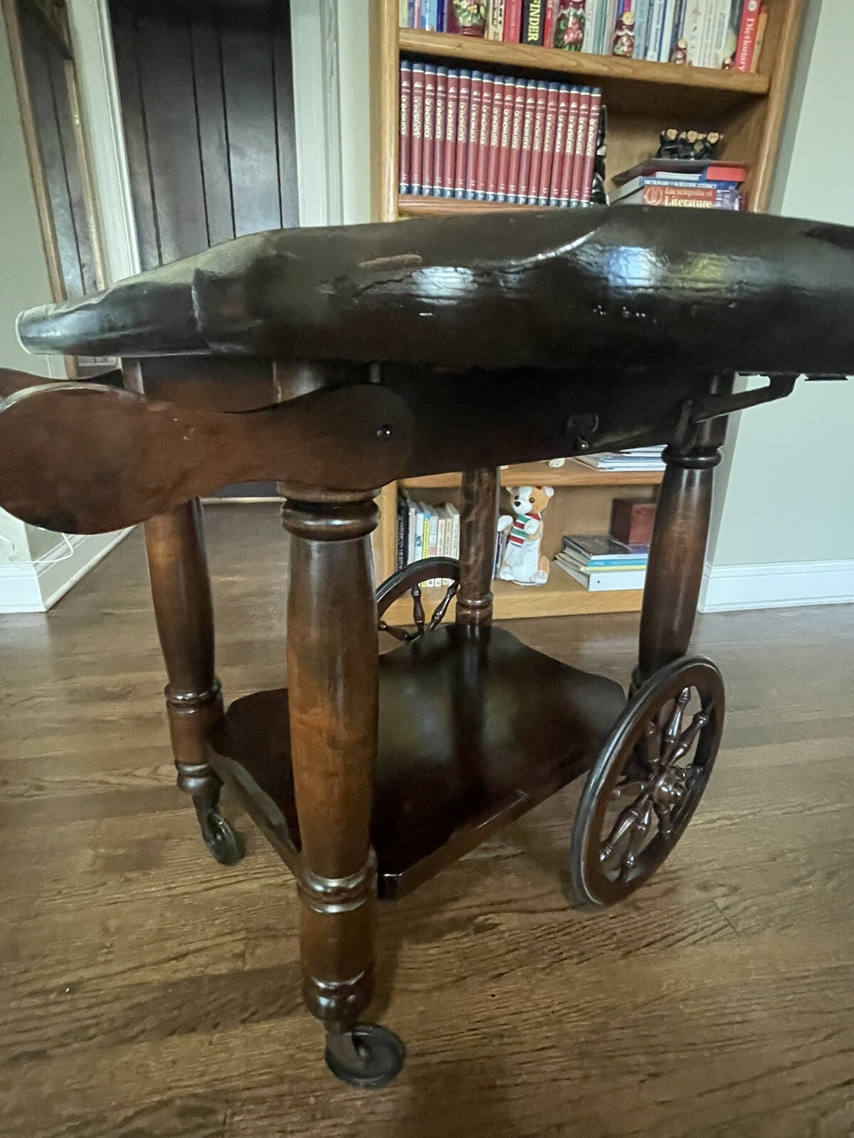Vintage Walter of Wabash Bar Cart / Tea Cart Drop Leaf Table RARE