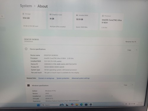Lenovo P16v Gen 2,i9 Ultra@2.30Ghz,32GB DDR5 Ram,1TB NVMe, Win 11 Pro - Picture 4 of 11
