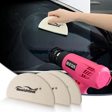 3 PCS Wool Felt Squeegee Window Tint Tools, Half Moon Vinyl Wrap Squeegee Shrink