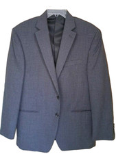 Chaps Blazer 42R Grey Herringbone Polyester Rayon Blend Two Button Single Vent