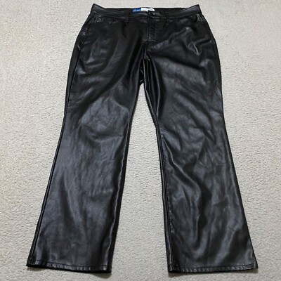 Old Navy Womens sz 14 Pants Black High Rise Bootcut Faux Leather Goth Motorcycle