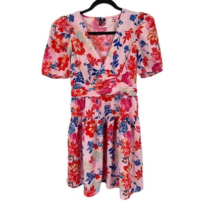 Vero Moda Dress Remi Floral short sleeve pink size Small S 