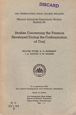 Studies concerning the pressure developed during the carbonization of coal
