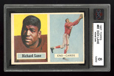 1957 Topps 85 Dick Lane KSA 8 Nice Centering HOF RC Night Train Chicago Cardinal