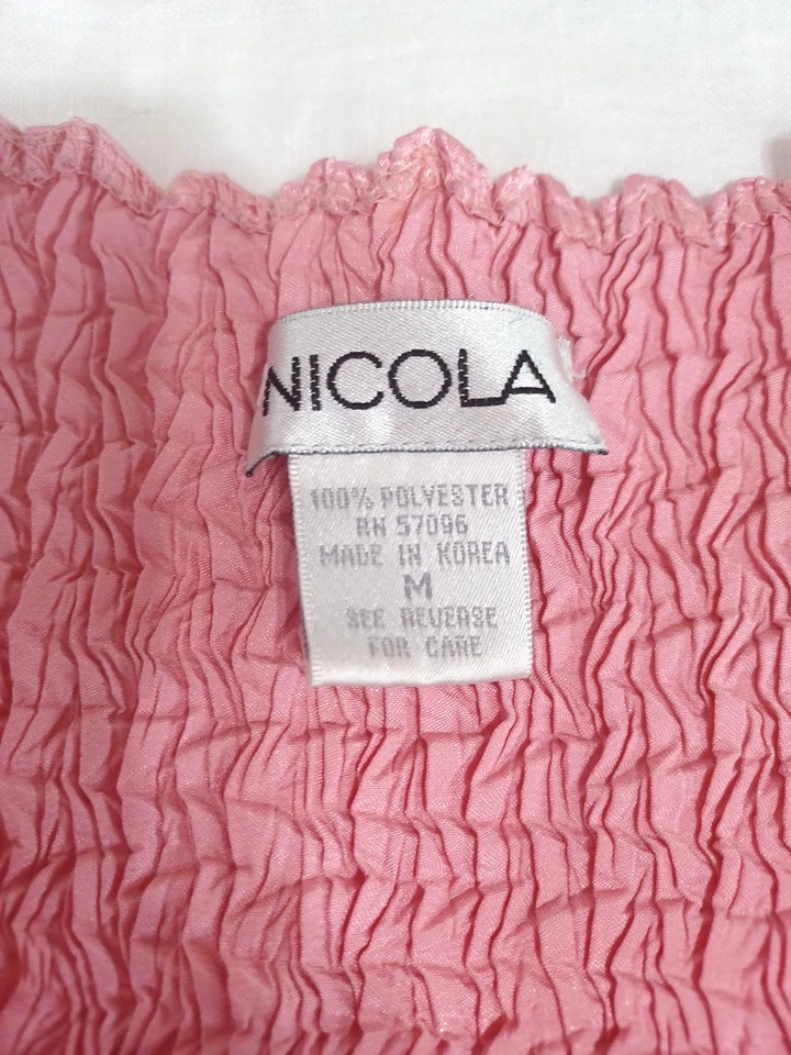 Camiseta sin mangas Nicola para mujer de colección rosa arrugada talla M poliéster ligero Foto 3 de 4