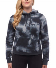 Champion Women Hoodie Sz Large Gray Tie Dye Pullover Sweater Sweatshirt Cloud