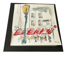 Ratinger Original Zeichnung Altstadt Stadtszene Düsseldorf urban sketch 20x20