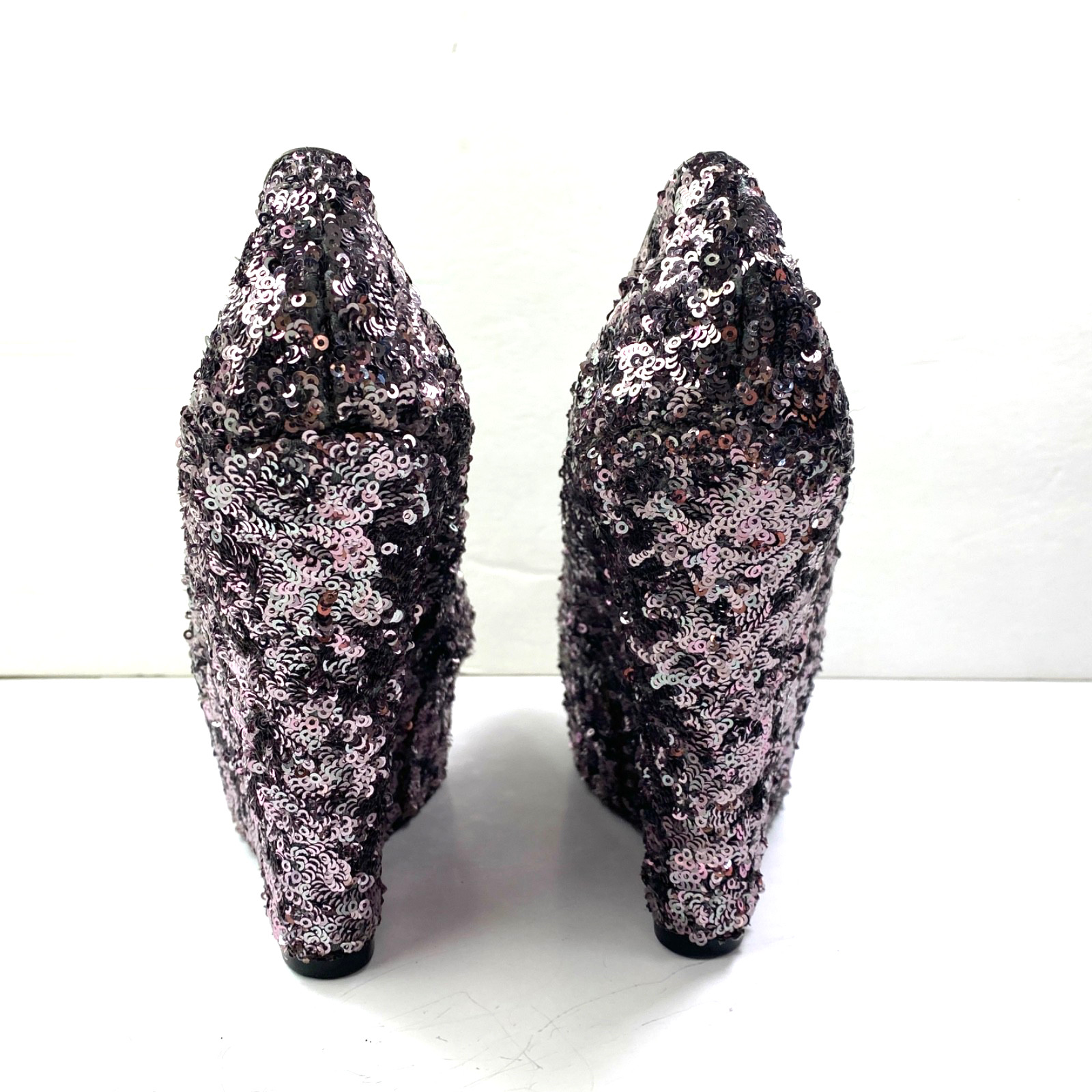 Bongo Silver Champagne Sequin Platform Heels 7.5 … - image 8