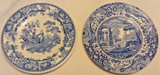 Vintage 2 X Spode Blue White Miniature Plate Girl at Well 8cm Doll House Toy 