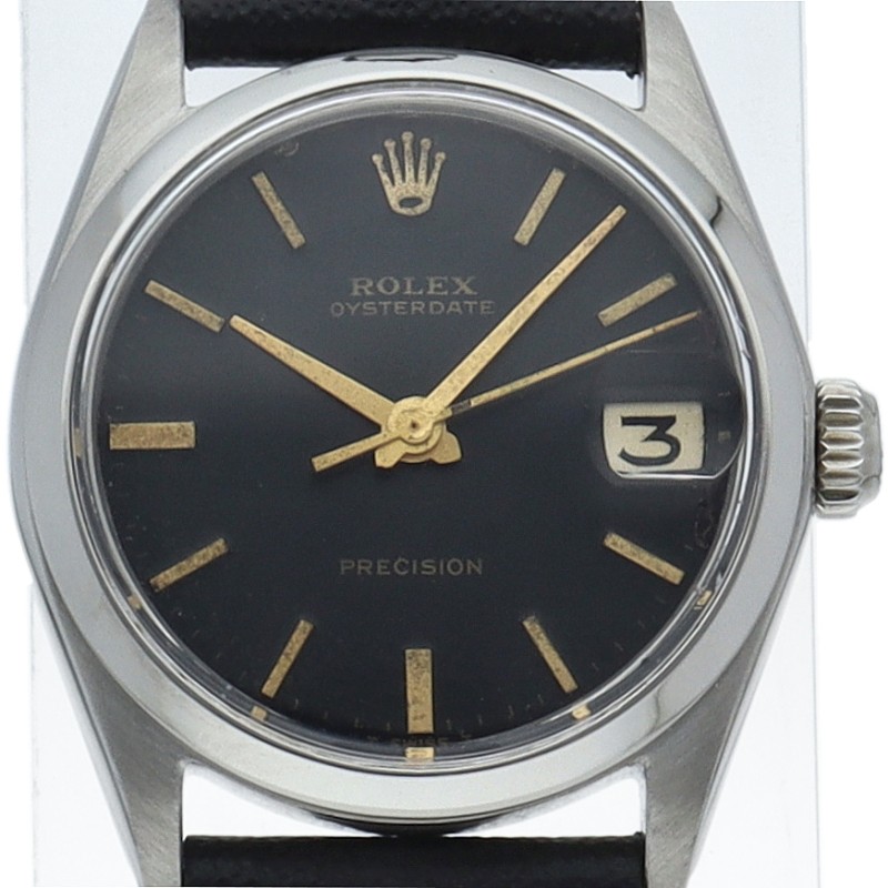 ROLEX Oyster Perpetual Date Antique Overhauled 6466(8) Stainless Steel / Lea...