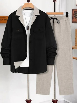 Men's Outfit 2 Piece Set Shirt & Pants Suit PLUS SIZE BIG 5XL