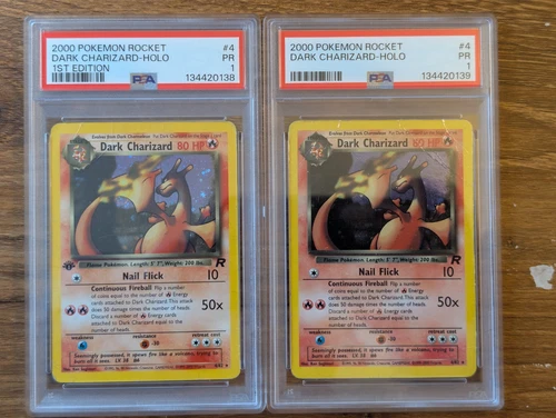 2x 2000 Pokemon Team Rocket 1st Edition PSA 1 Dark Charizard Holo Unlimited 4 21
