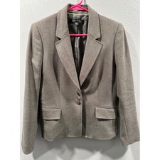 Anne Klein Suit Womens Size 6 Taupe Brown 3 Button Blazer Jacket Textured Lined