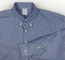 Brooks Brothers 1818 The Original Polo Button Down Shirt 17.5 34/35 Blue Striped