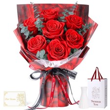 Preserved Flowers Bouquet 7 Roses - Red Real Rose & for Delivery,