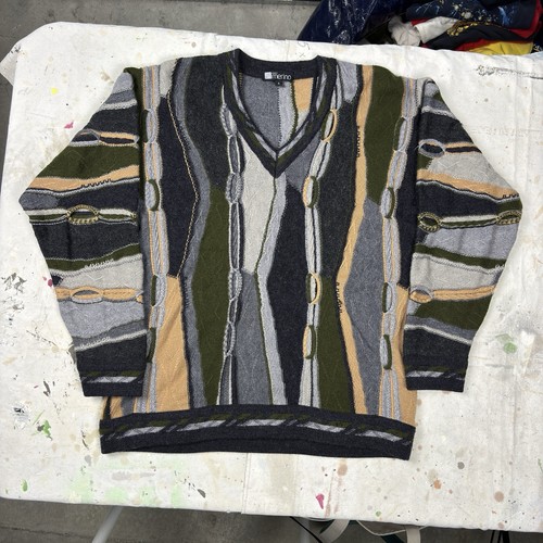 Purely Merino Oversized Vintage 'Coogi Style' Merino Wool Knit Cardigan Small