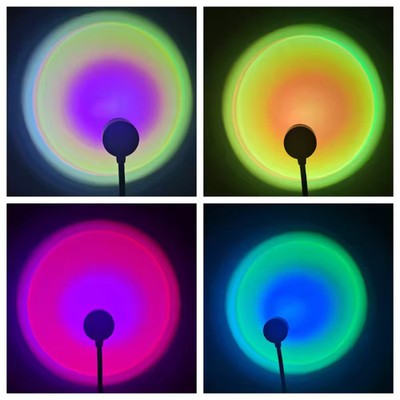 USB Sunset Projection Lamp Colorful Rainbow Mood Light for Bedroom Selfie Decor