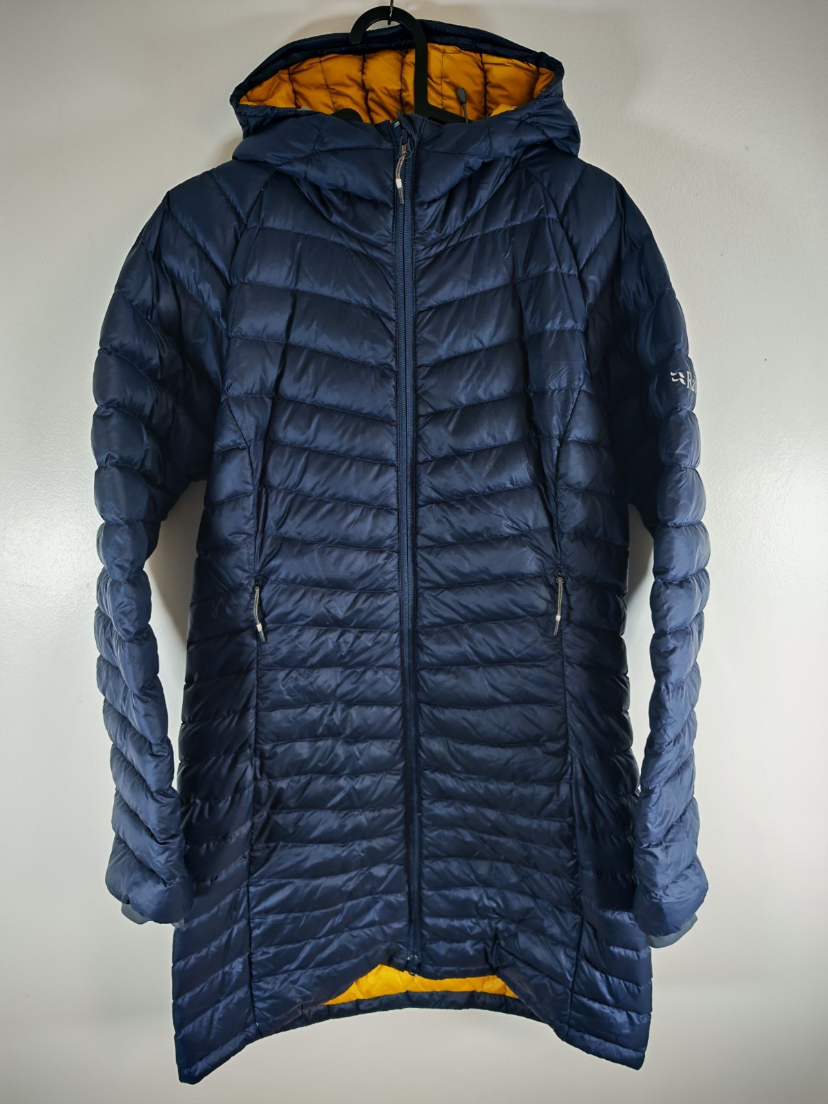 Rab Women’s Microlight Down Parka Coat Puffer Navy Blue UK 12 QDA-77