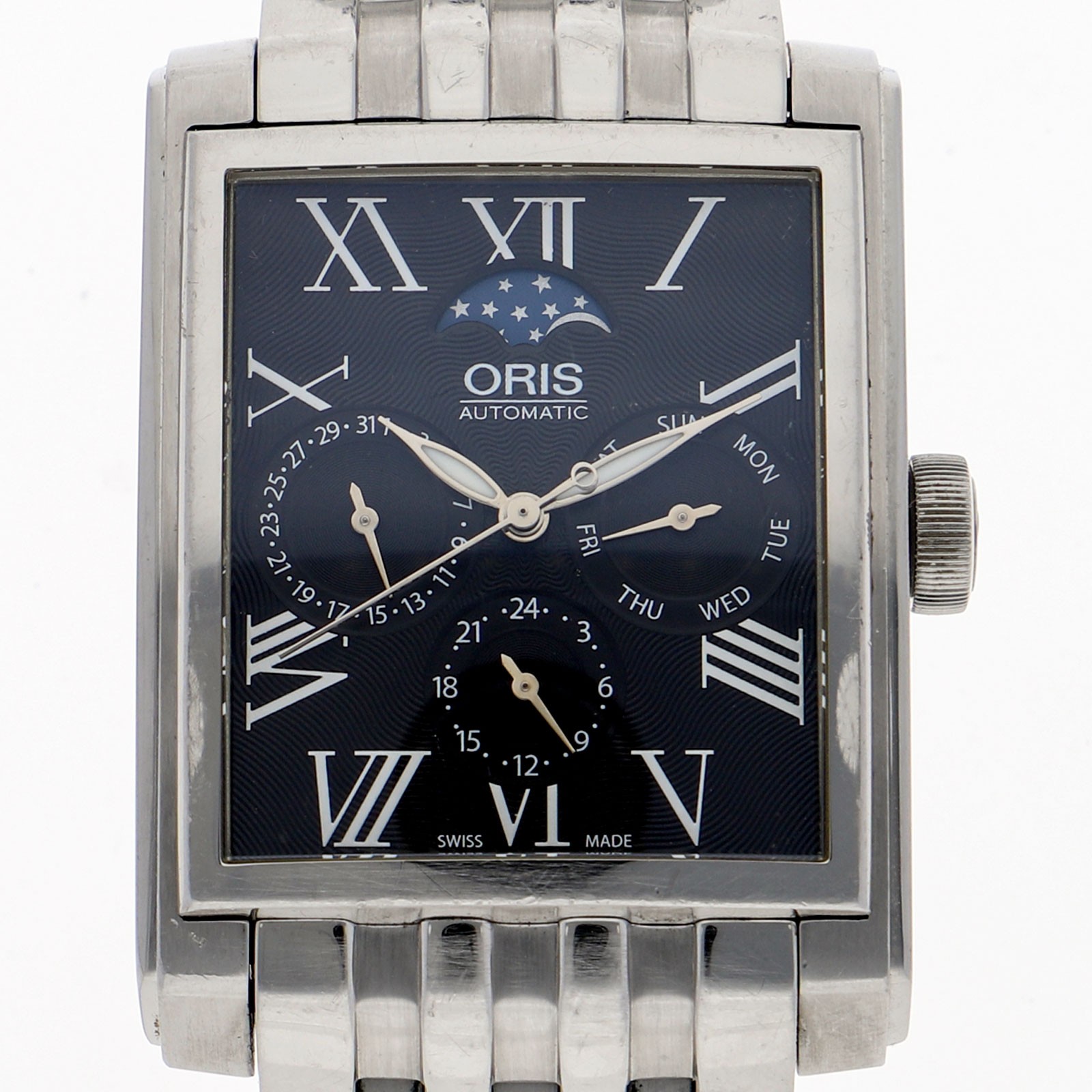 ORIS 7658 Rectangular complication WATCH black SS… - image 1