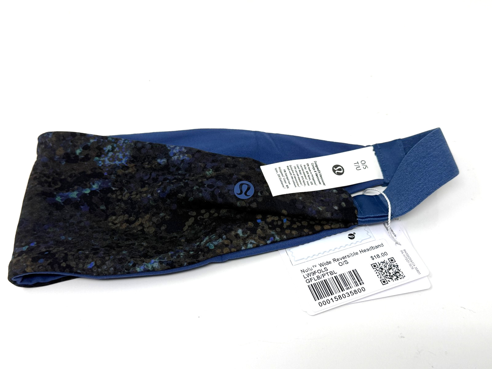 Lululemon Headband Nulu Wide Reversible Blue Print GFLB PTBL Headband One Size