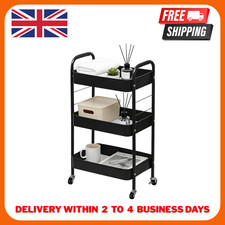 Image of 3-Tier Storage Trolley, Rolling Cart, Mesh Storage Cart, Mobile Storage Trolley