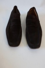 Mens Santoni Brown Suede Penny Loafer Shoes 11