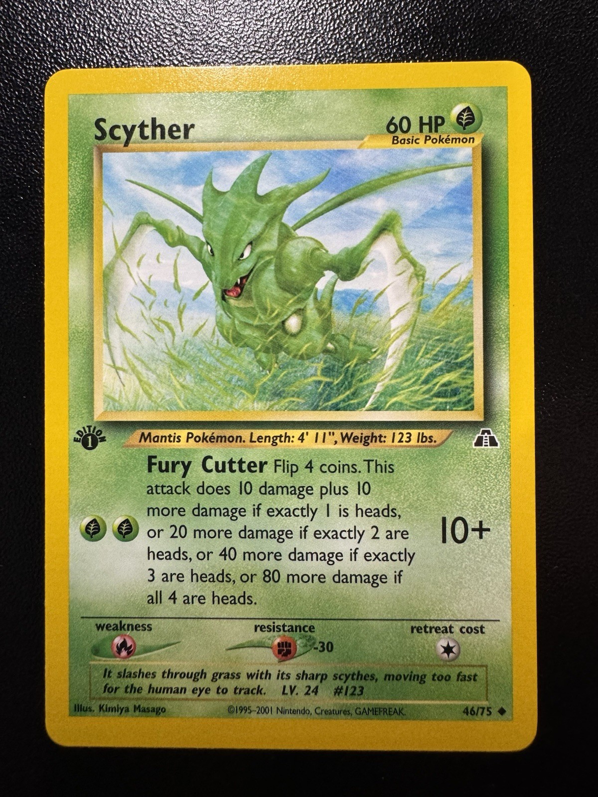 Pokemon Card - Scyther Neo Discovery 46/75 Uncommon 1st Edition (NM-)