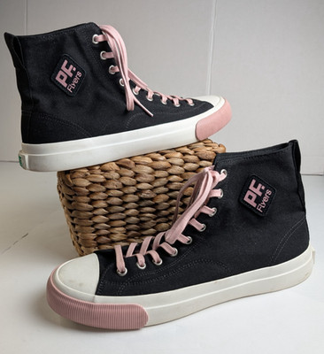 PF Flyers Canvas Hi Top Sneakers Sz 10.5 Women's Men's 9 Black Pink Skater 