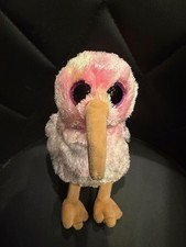Ty Kiwi Plush, Pink Bird, Glittery Eyes, 9", Beanie Boos, Stuffed Animal, 2018