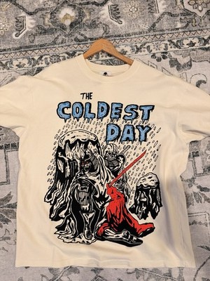Warren Lotas Men's The Coldest Day Graphic Cotton Crew Neck T-Shirt Beige XL