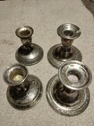 Vintage 4 Sterling Silver Weighted Candlestick Holders Towel Courtship