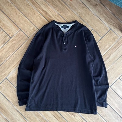 Tommy Hilfiger Vintage Casual Waffle Longsleeve, Streetwear, Herren, Schwarz, XL