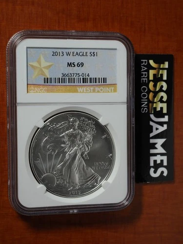2013 W BURNISHED SILVER EAGLE NGC MS69 GOLD STAR LABEL