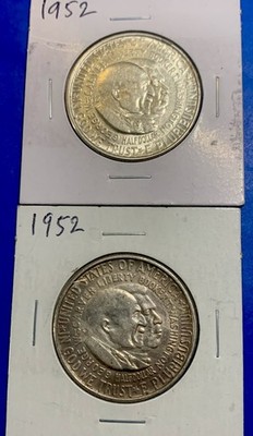1952 LOT Of 2 Booker T Washington George Washington Carver 1/2 Dollar. 90 Silver