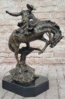 Escultura De Bronce Bronco Buster 100% Real Arte Occidental Figurita Remington