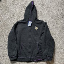 Minnesota Vikings Hoodie Mens 3XL Full Zip Sherpa Fleece Lined Black Purple 293