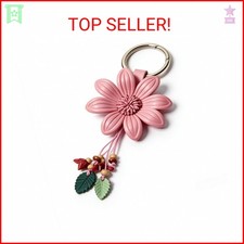 Giftale Genuine Leather Flower Tassel Keychain Car Keyring Fob Boho Accessorie f