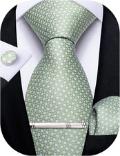 Plaid Ties for Men Silk Checkered Necktie and Pocket Square Cufflinks Tie Clip S