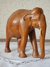 Afrikanische Holzfigur Elefant Handarbeit Afrika Kenia 16 cm Vintage Deko