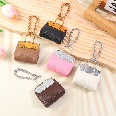 PU Small Bag Keychain Simple Keyring Women Bag Charm Handbag Hanging Pendant