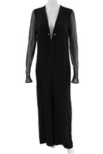 Stella McCartney Womens Maxi Sheath Dress Black V-Neck Long Sleeve Size S