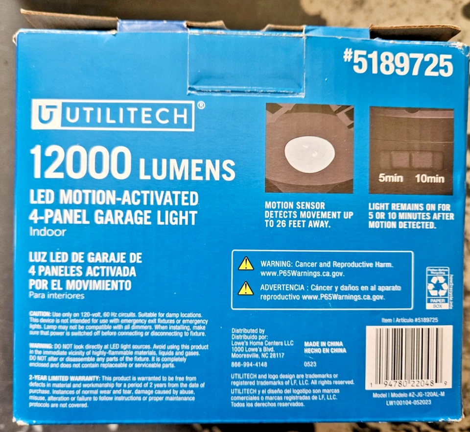 Utilitech 1-ft 12000 Lumens Black 4 -Light LED Diffuser Garage Shop Light - Image 2 of 2
